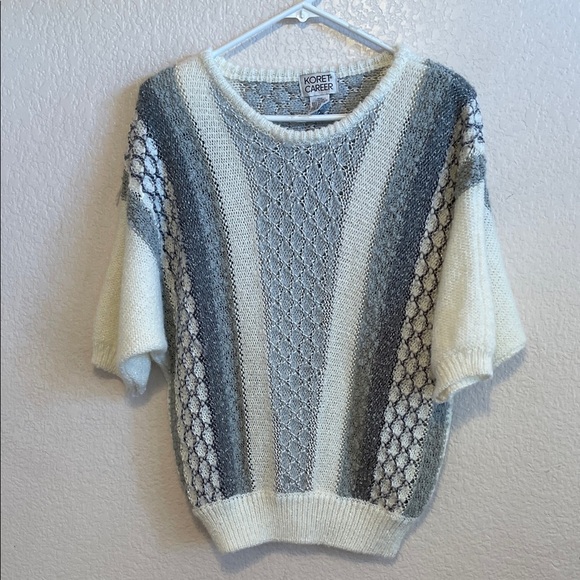 Koret Women's Crew Neck Sweater in Gray and Cream - Picture 8 of 8